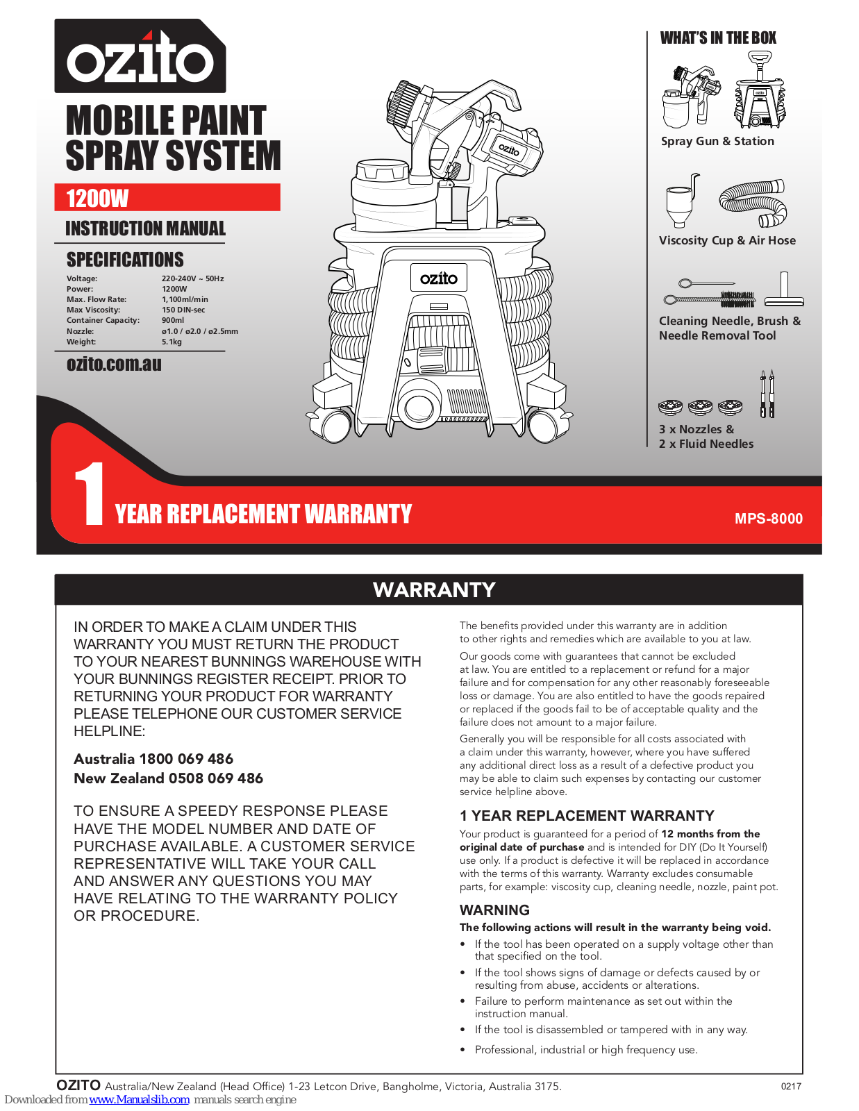 Ozito MPS-8000, PSS-7000 Instruction Manual