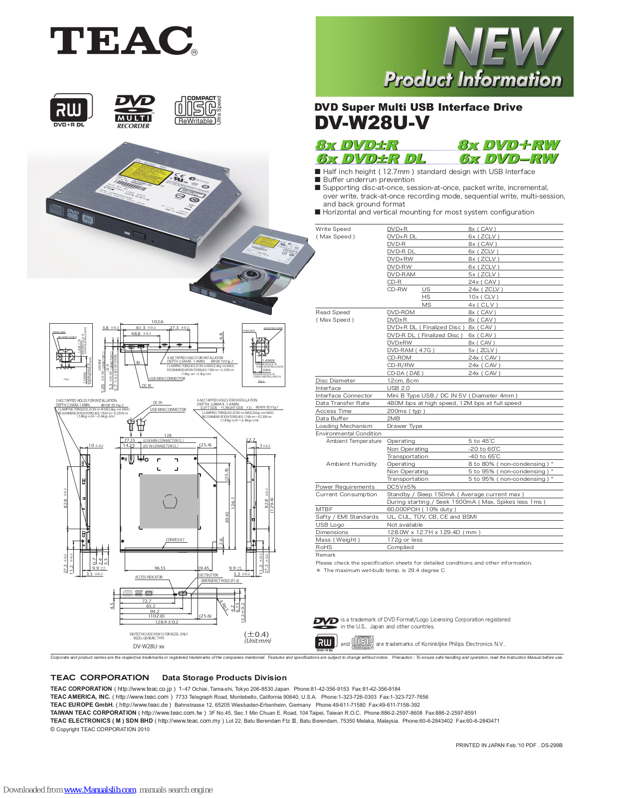 Teac DVW28U Product Information