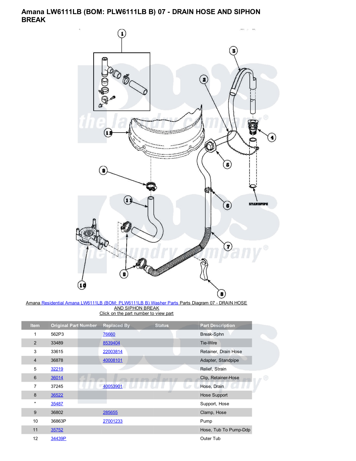 Amana LW6111LB Parts Diagram