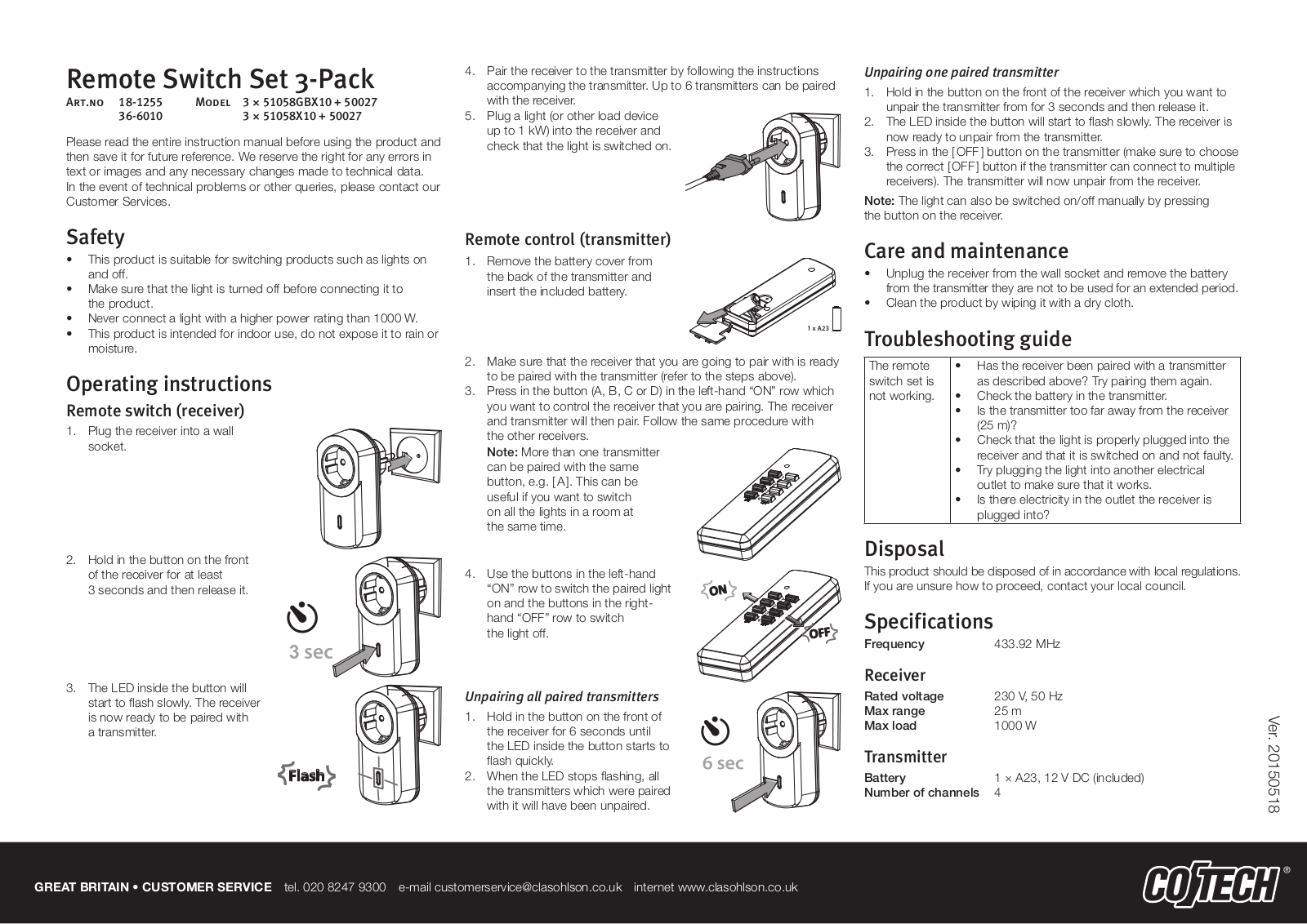 Cotech 51058GBX10, 50027, 51058X10 User Manual