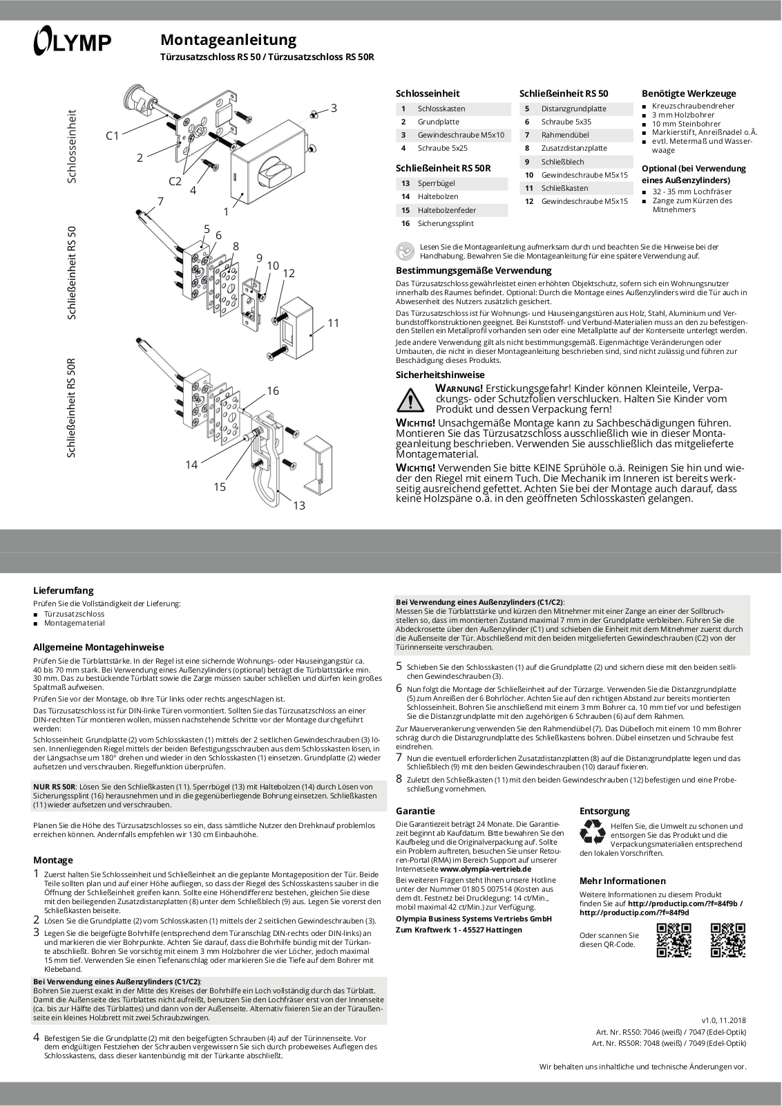 Olymp RS 50, RS 50R User guide