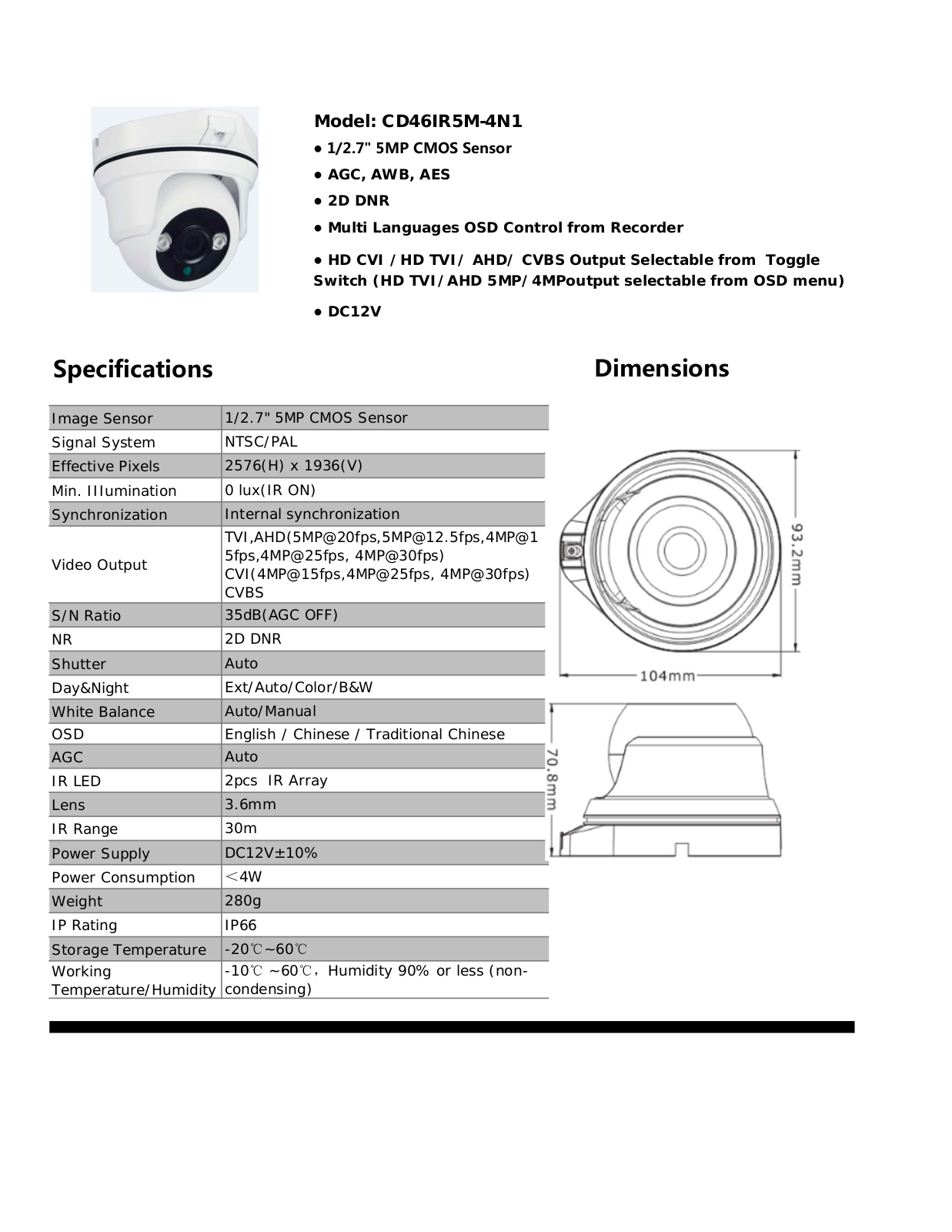 COP-USA CD46IR5M-4N1 Specsheet