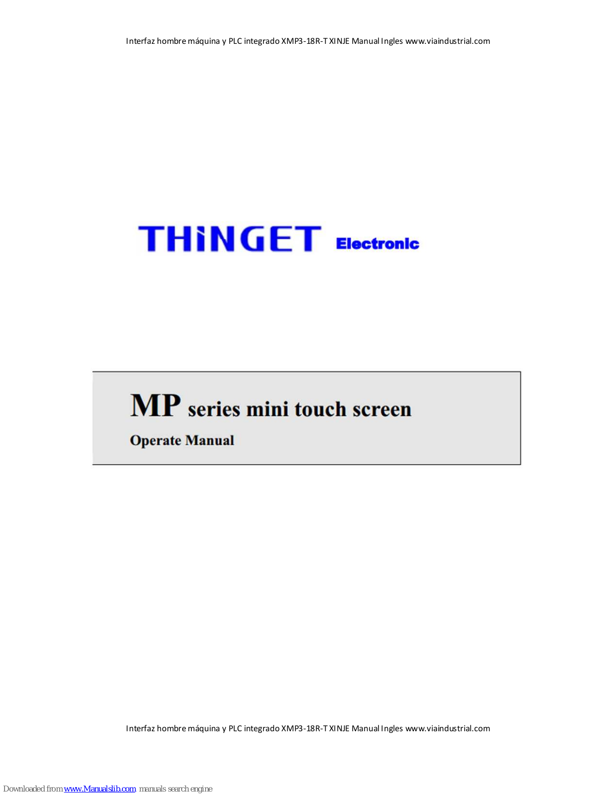 Thinget Electronics MP Series Operation Manual - ManualMachine.com