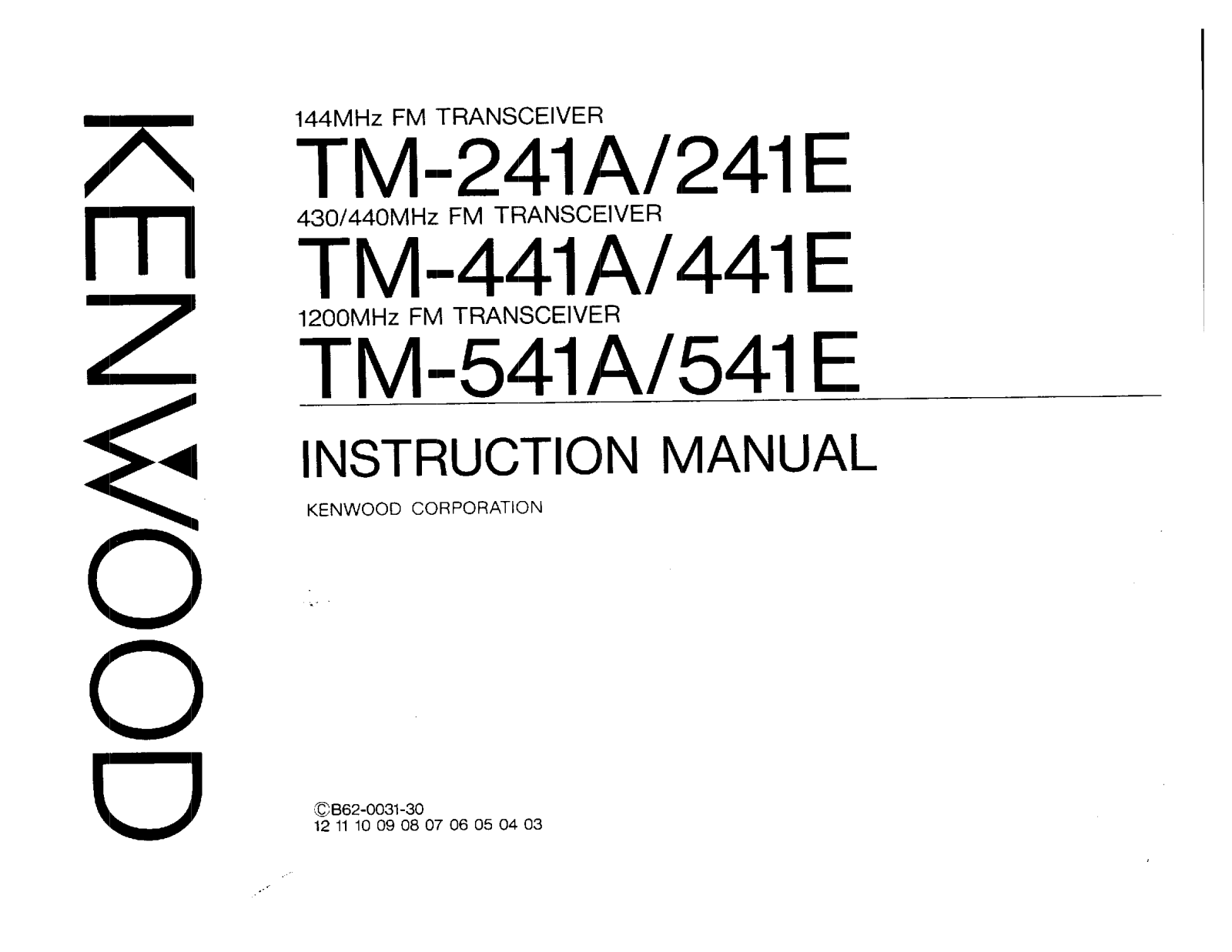 Kenwood 241E, TM-241A User Manual