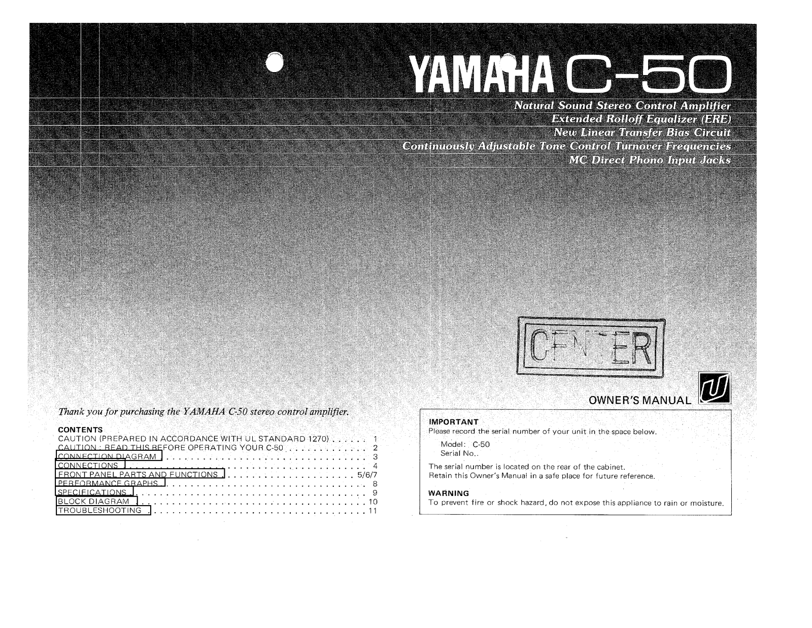 Yamaha C-50 Owner Manual