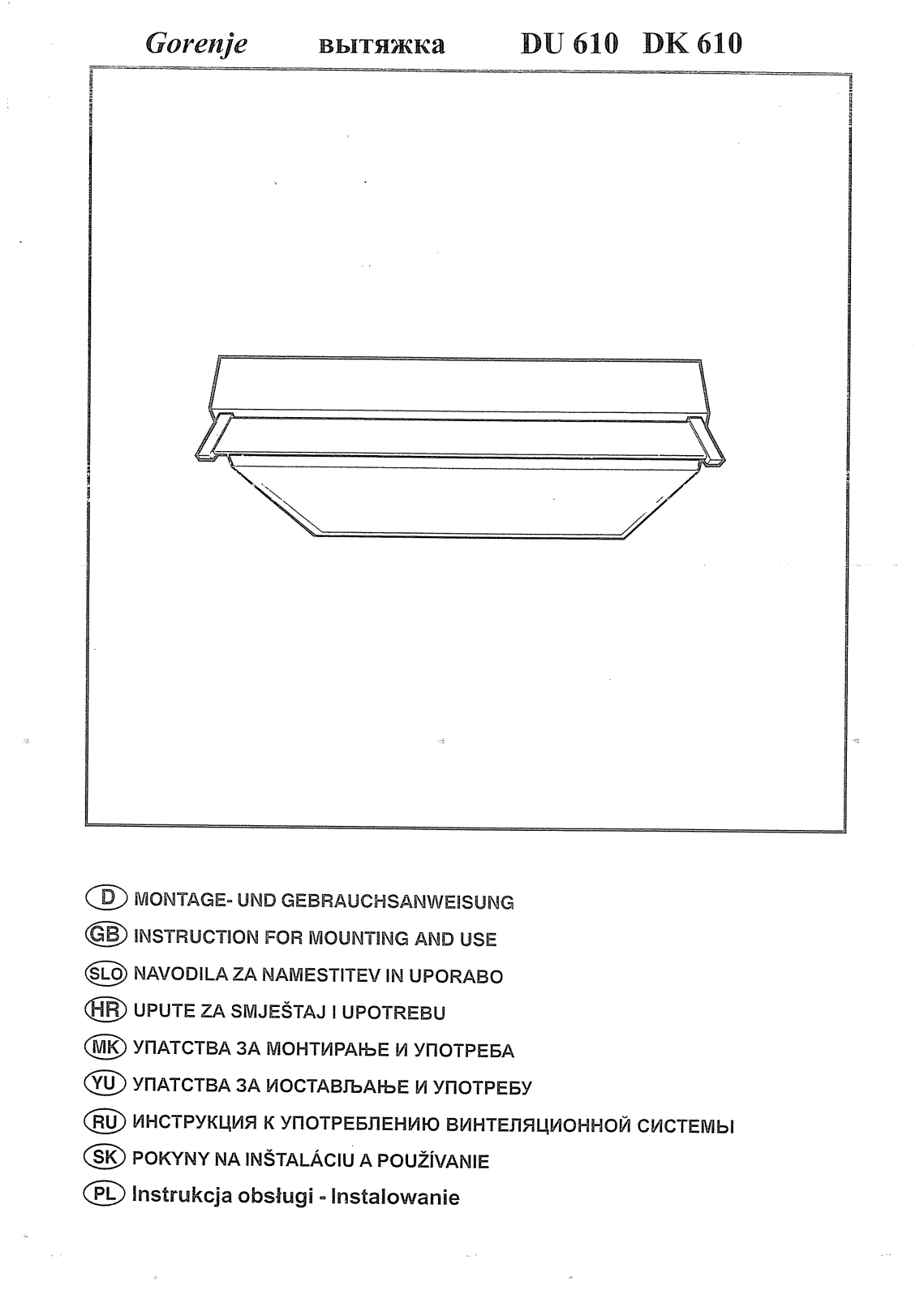 Gorenje DK 610 E User Manual