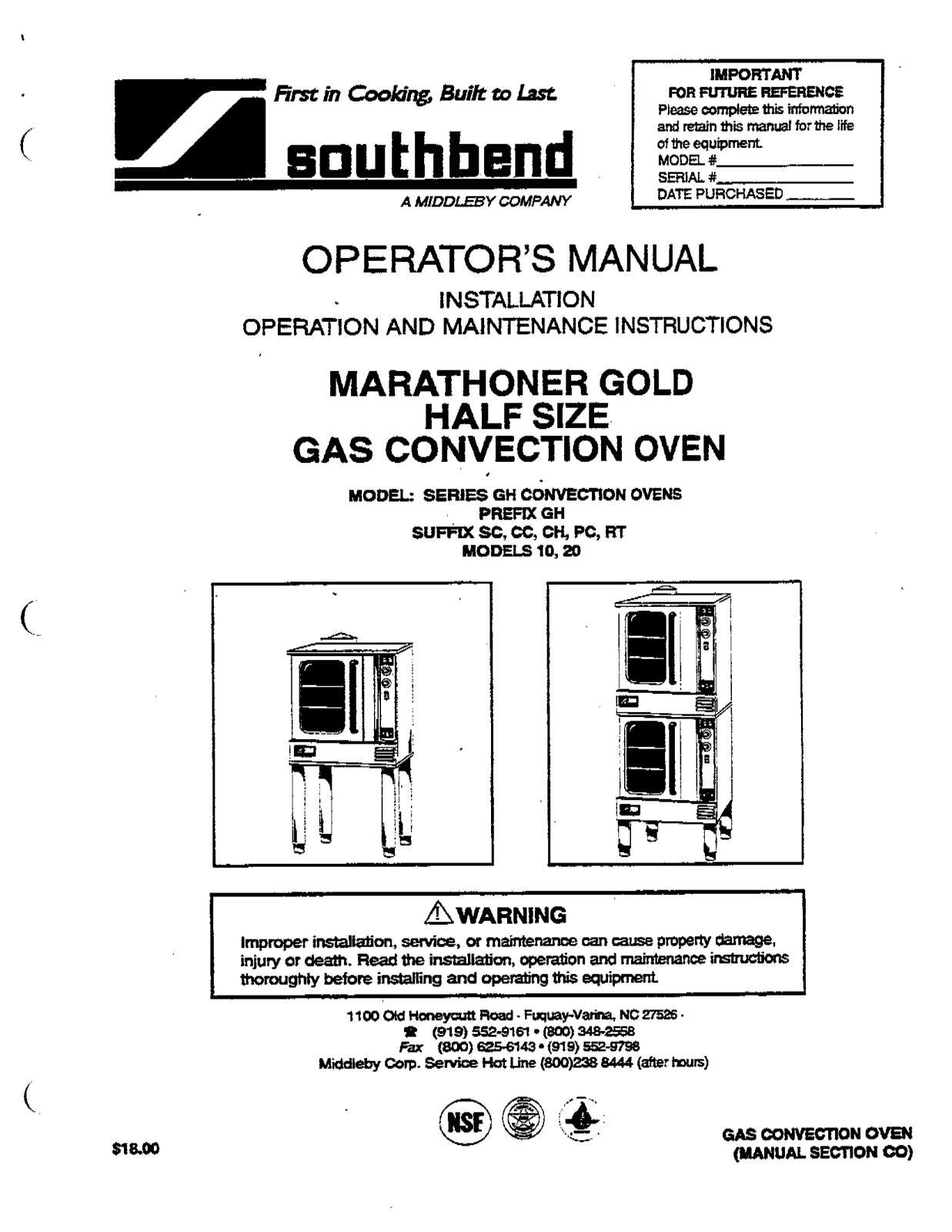 Southbend 10, 20 User Manual