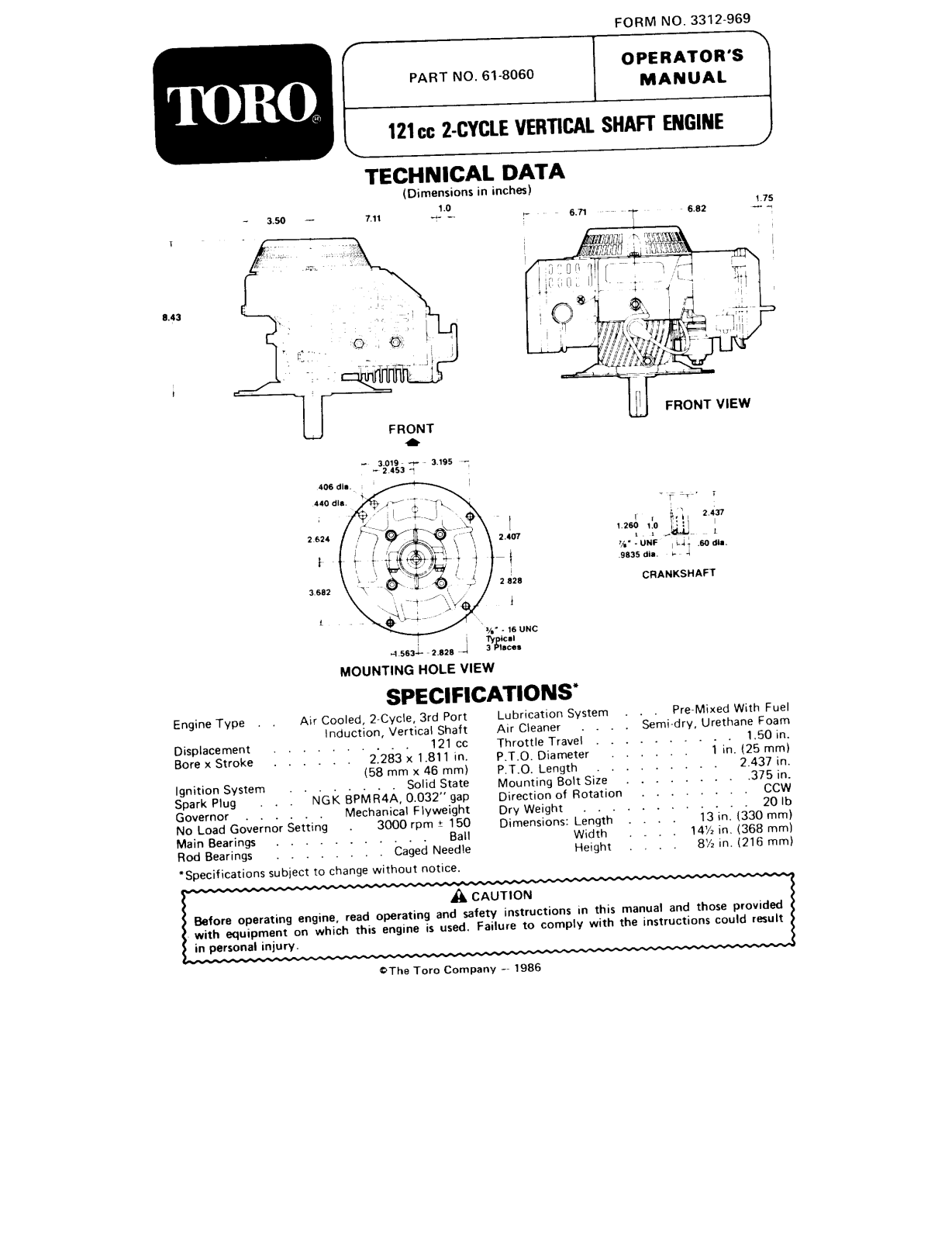 Toro 61-8060 Operator's Manual