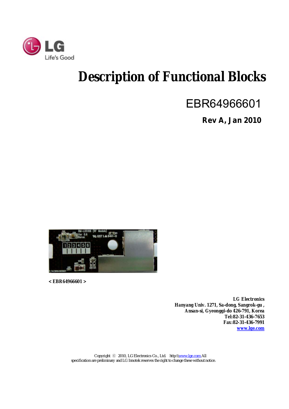 LG EBR64966601 User Manual