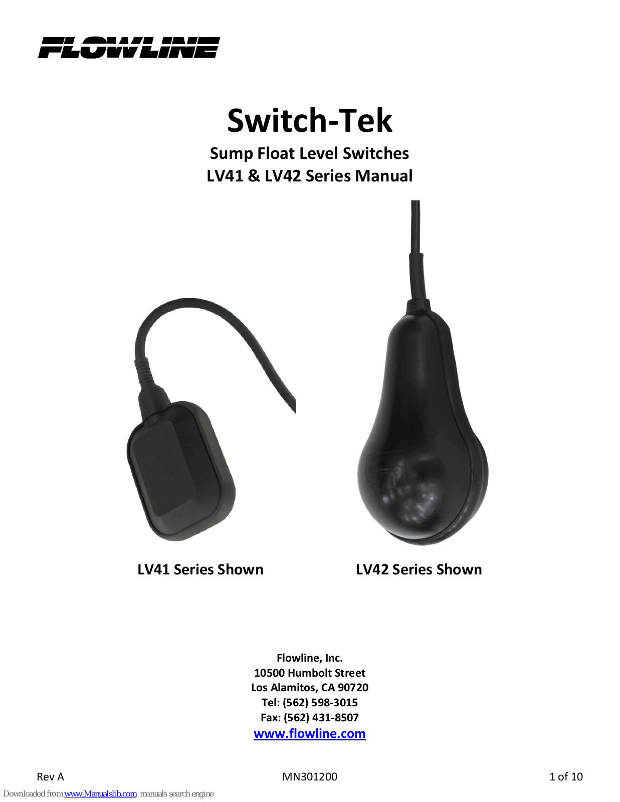 FlowLine Switch-Tek LV41, Switch-Tek LV42 Series, LV41 Series Series Manual
