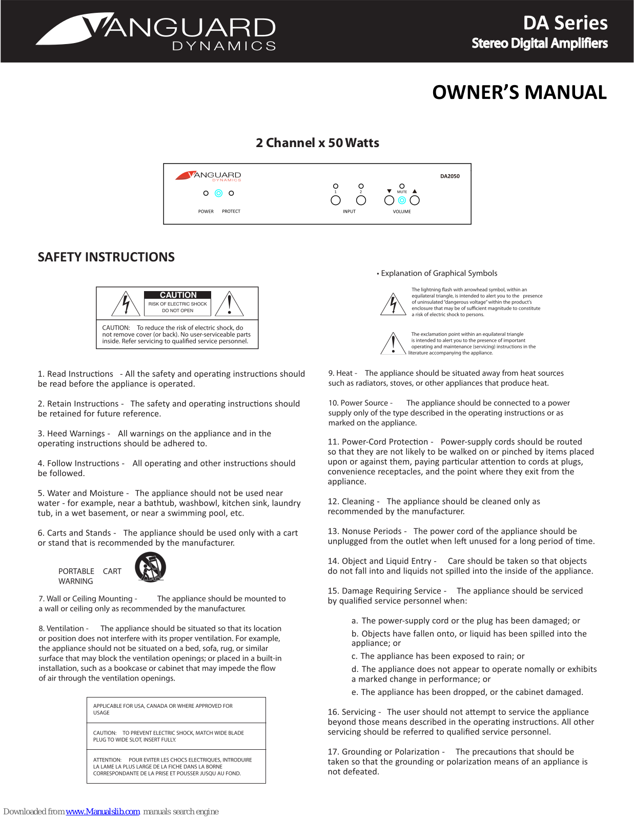 Vanguard DA2050 Owner's Manual