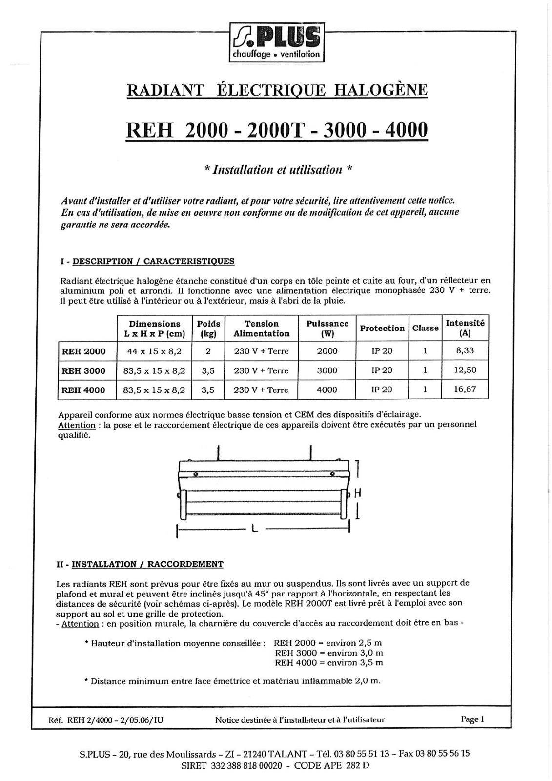 S.PLUS REH 2000, REH 2000T, REH 4000 User Manual