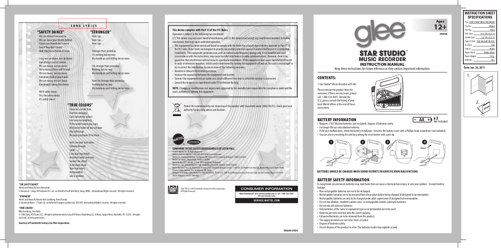 Fisher-Price V8666 Instruction Sheet