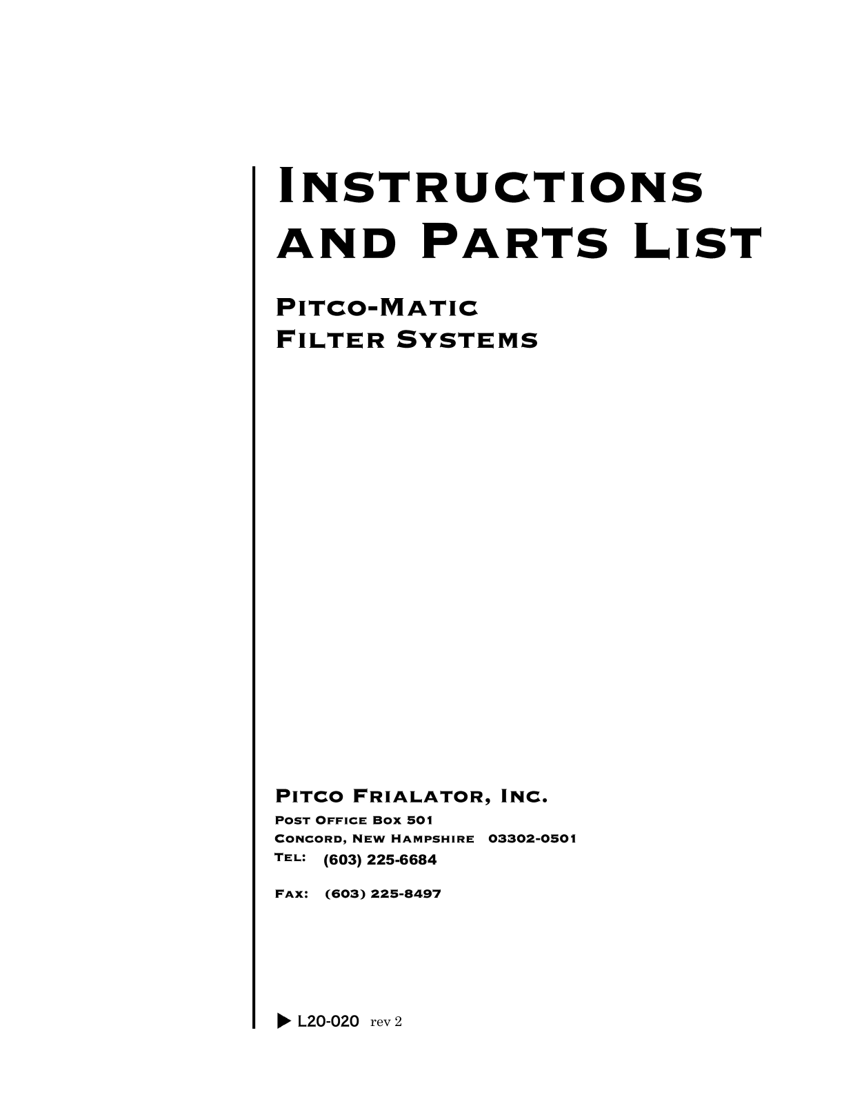 Pitco P18 Operators Manual