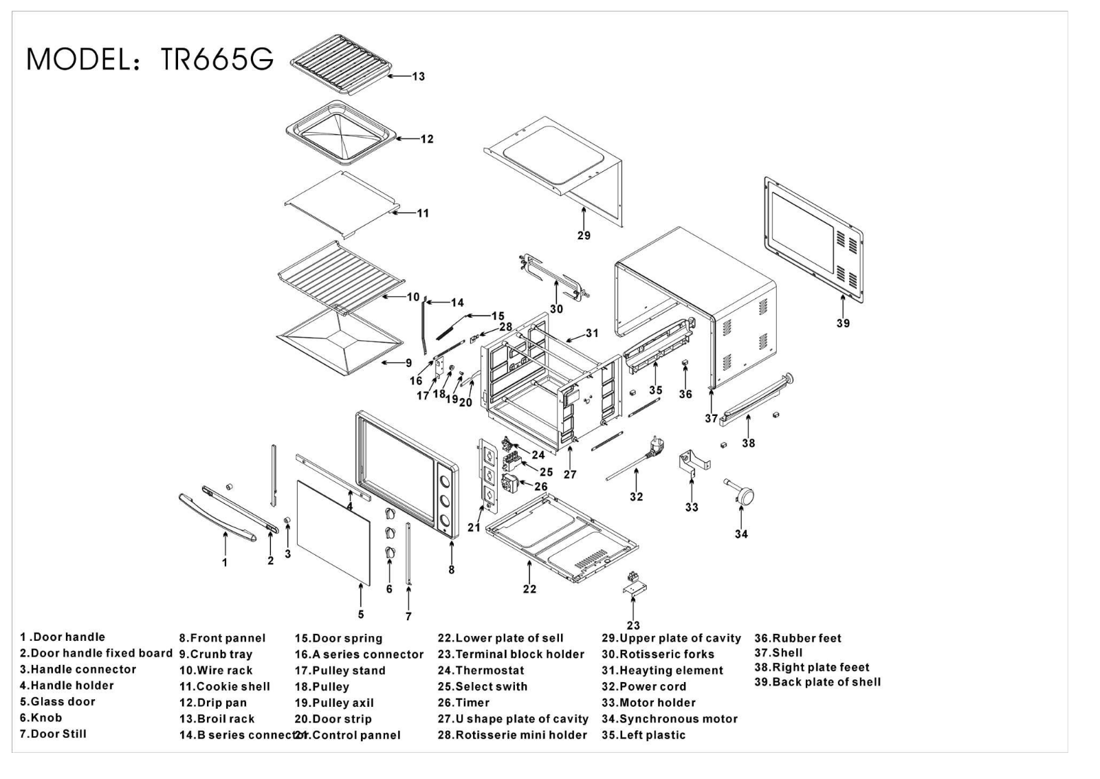 BORK TR665G Spare Parts List