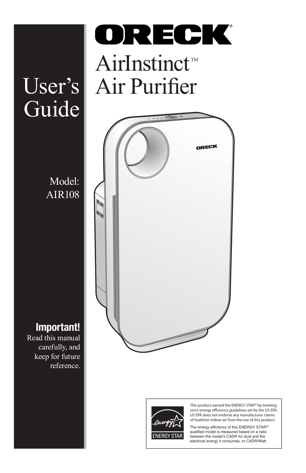 Oreck AIR108 User Guide