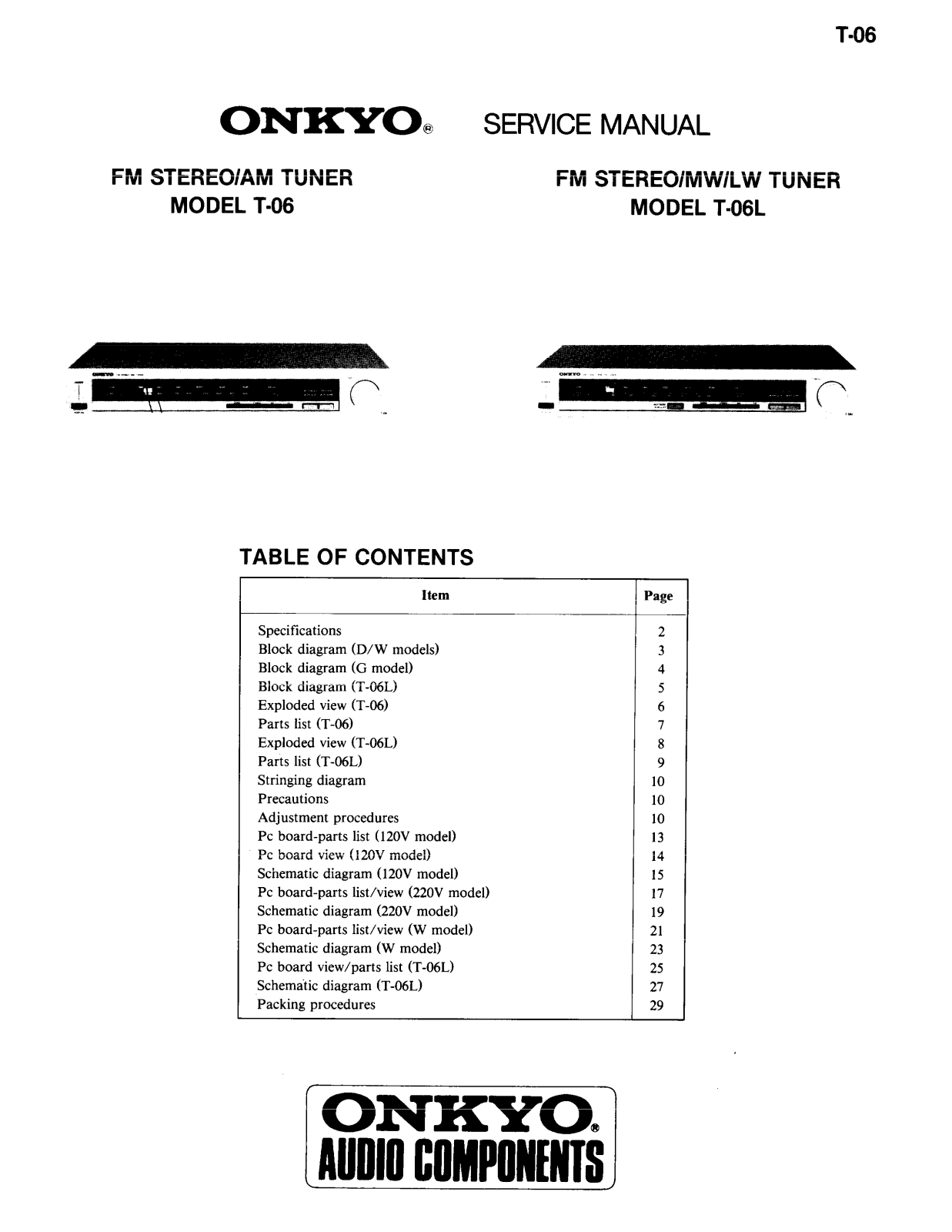 Onkyo T-06, T-06-L Service manual