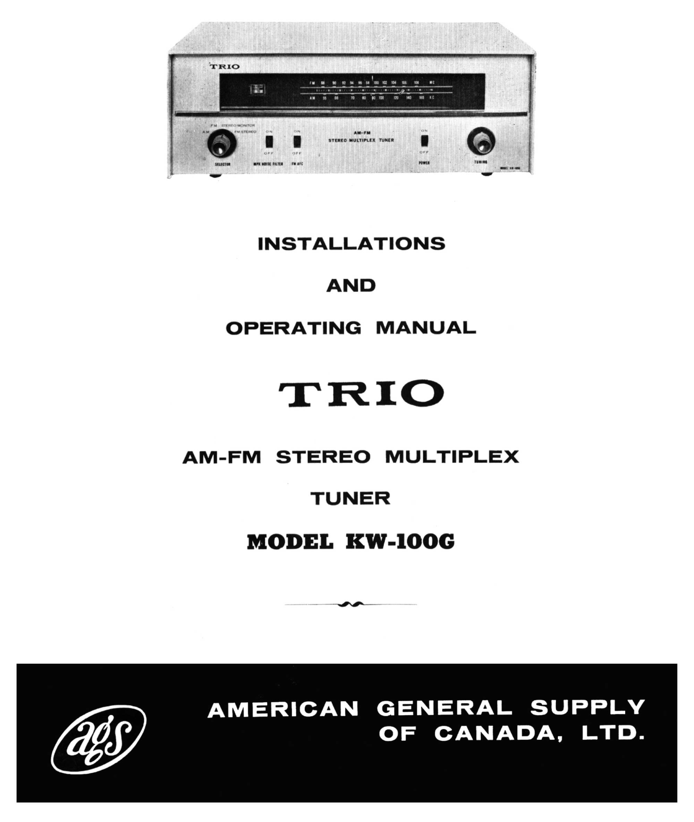 Kenwood Trio-KWG-100 Owners Manual