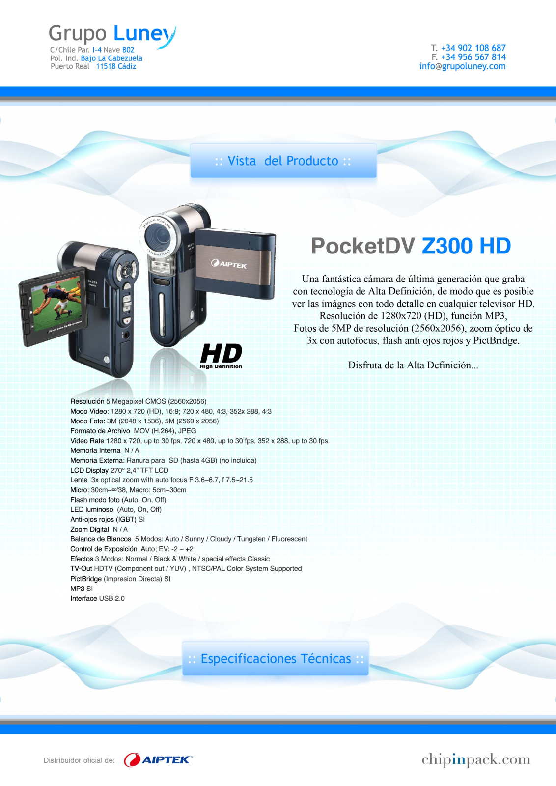 Aiptek POCKET DV Z300 HD User Manual