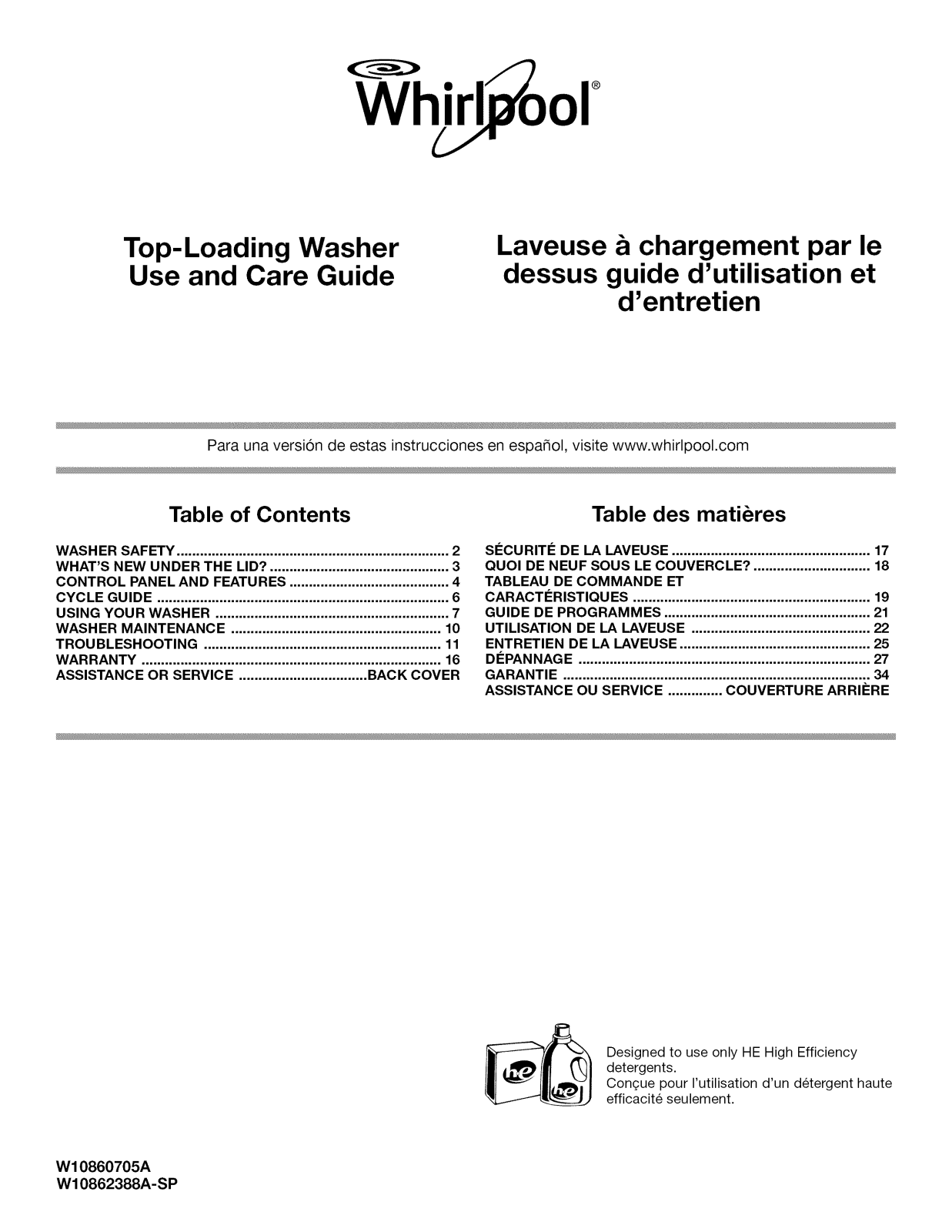 Whirlpool WTW4816FW2, WTW4816FW1, WTW4816FW0 Owner’s Manual