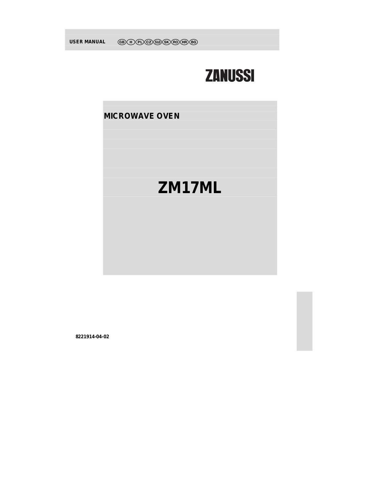 Zanussi ZM17ML User Manual