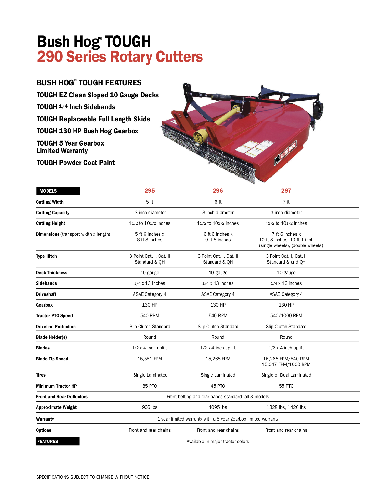 Bush Hog 295, 297, 296, 290 User Manual