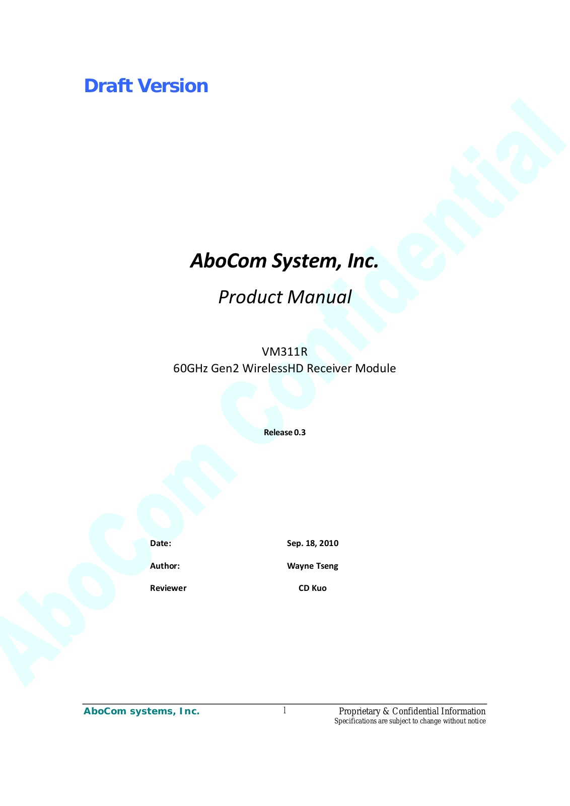 Abocom Systems VM311R01 User Manual