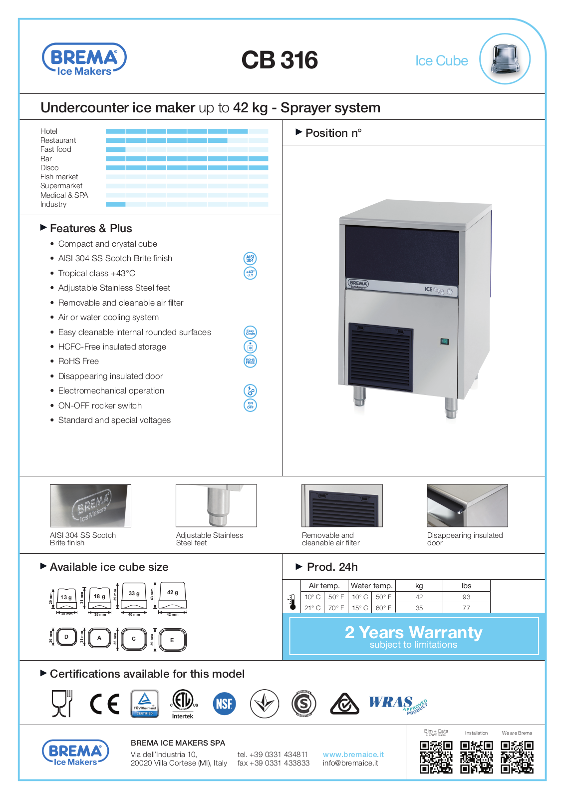 Brema CB 316 Datasheet