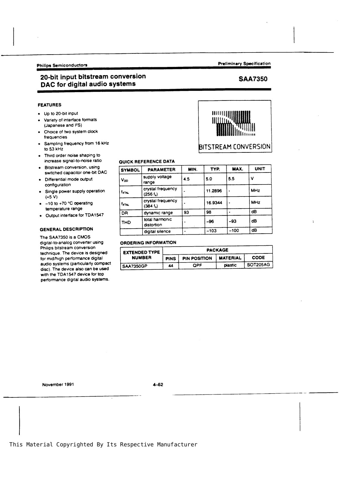 Philips SAA7350 Datasheet