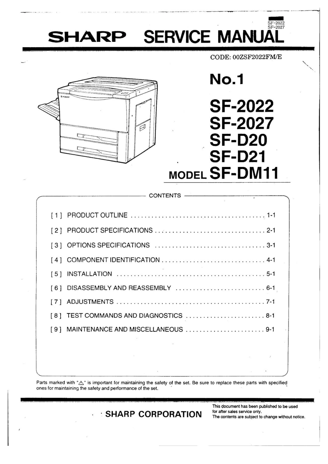 SHARP SF2022 Service Manual 1