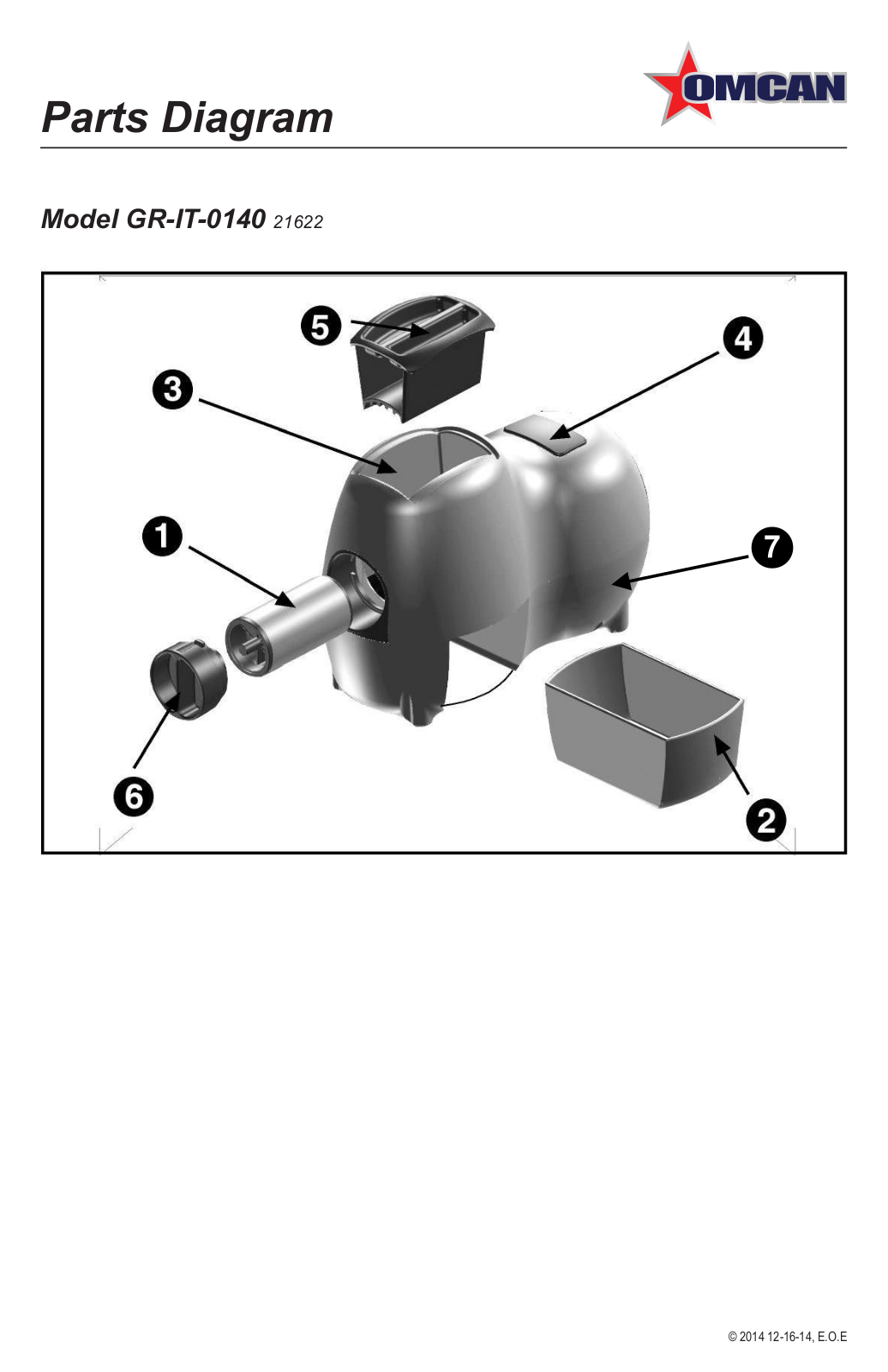 Omcan Food Machinery GR-IT-0140 Parts List