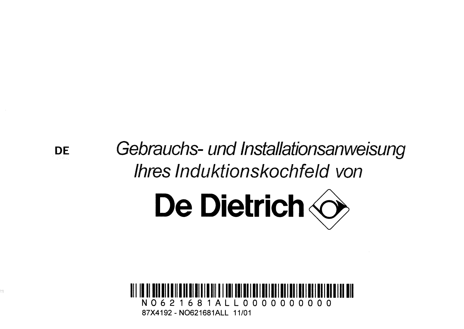 De dietrich DTI115ZE1 User Manual