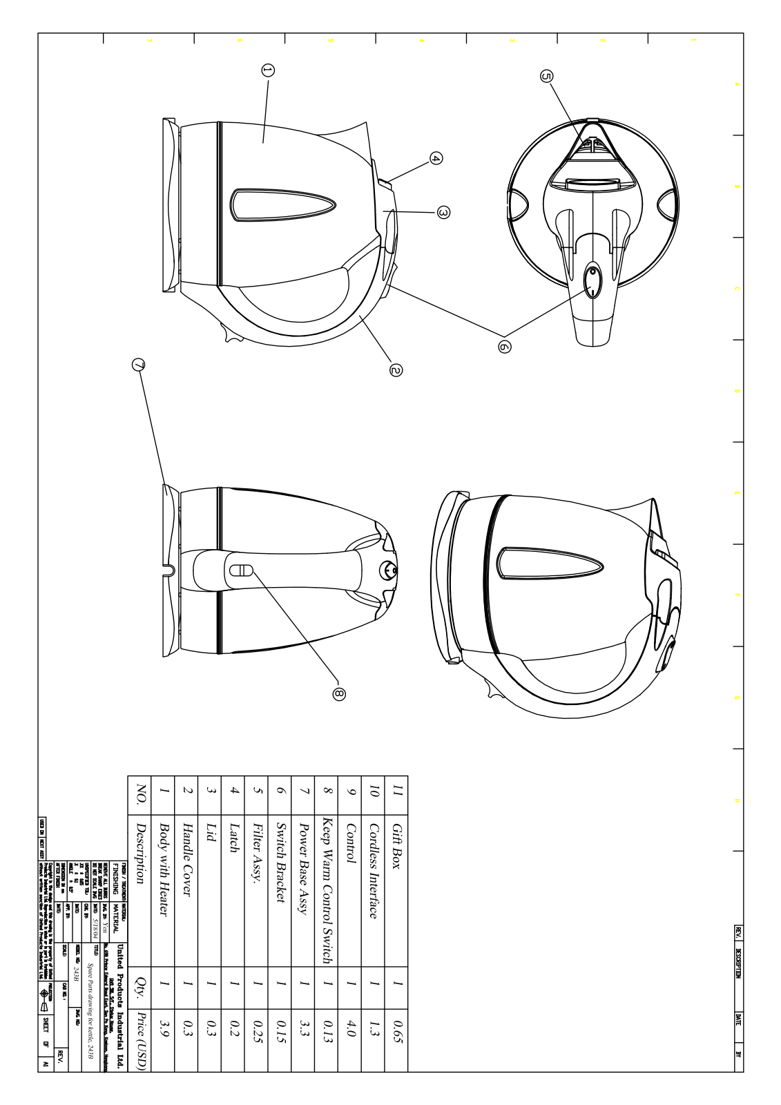 Vitek VT-1121 Exploded drawing