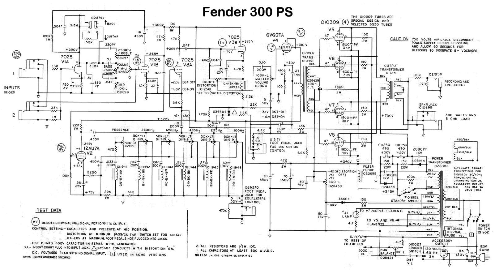 Fender PS-300 Schematic