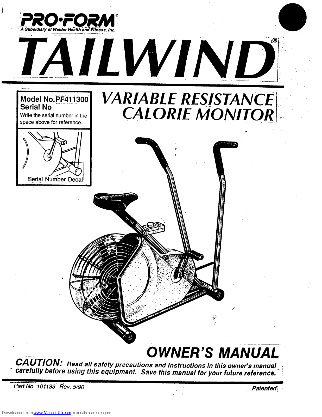 Pro-Form Tailwind PF411300 Owner's Manual