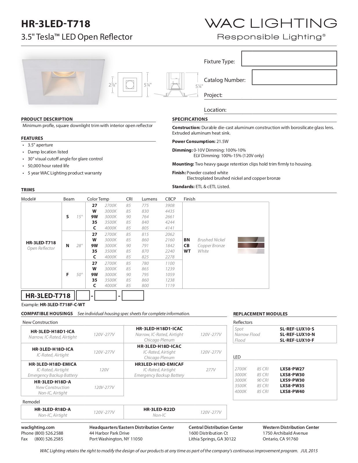 WAC Lighting WAC7682, WAC6716 Specifications - ManualMachine.com
