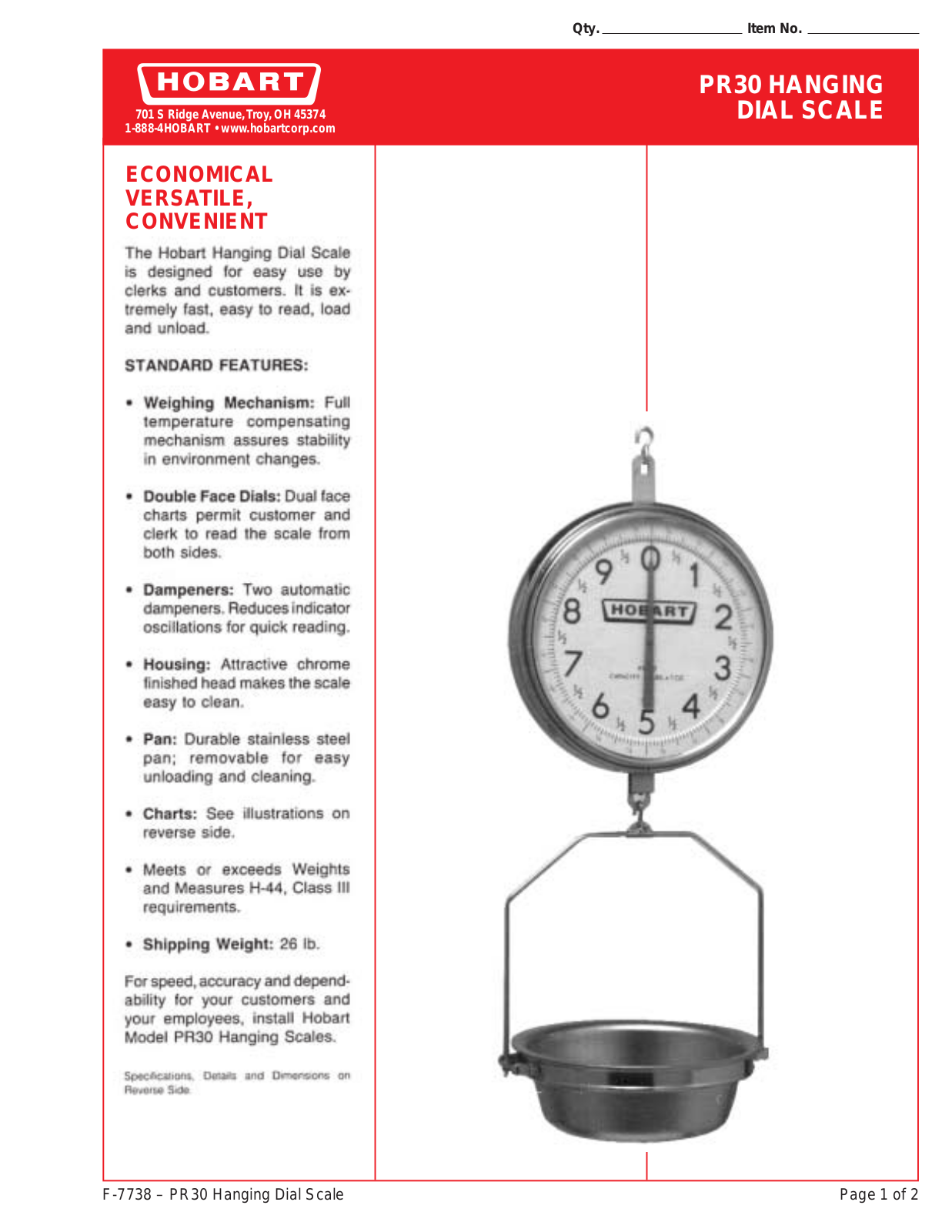 Hobart PR30 User Manual