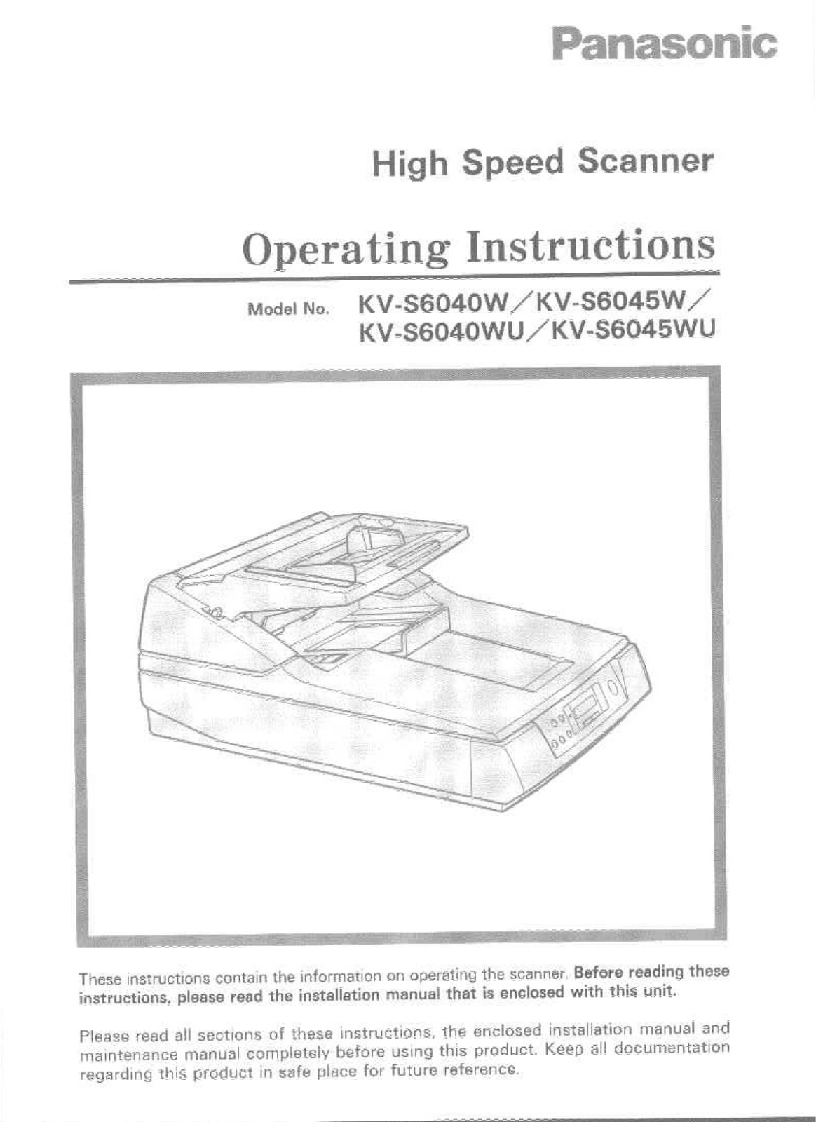 Panasonic kw-s6040w Operation Manual