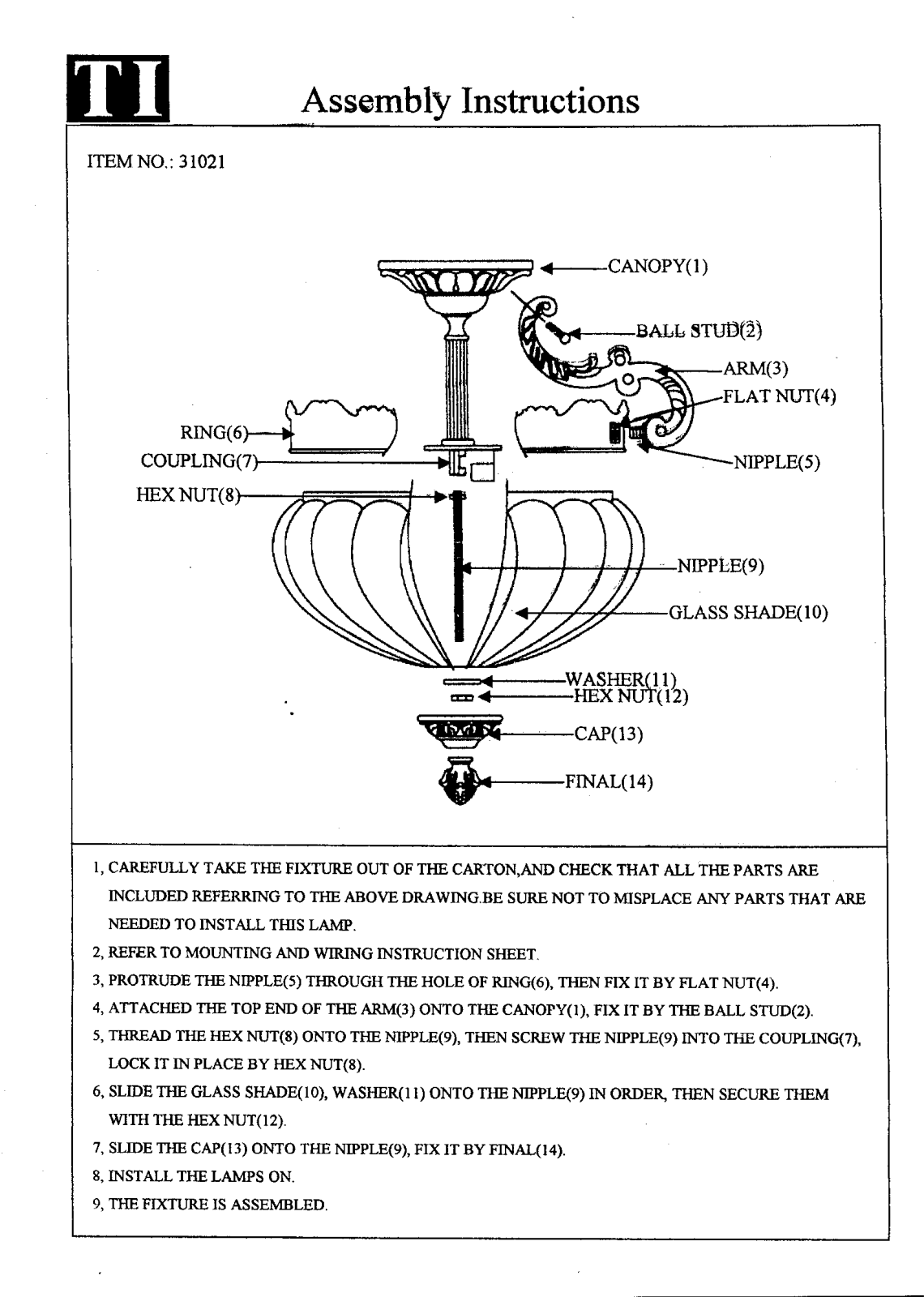 Triarch 31021 User Manual