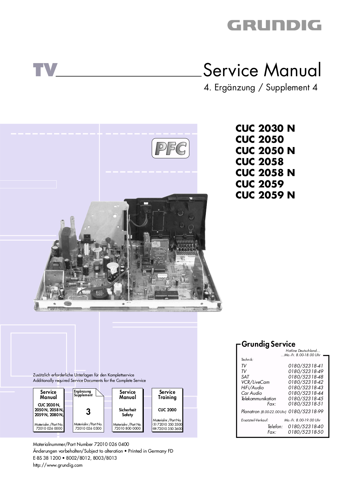 Grundig CUC2030N, CUC2050, CUC2050N, CUC2058, CUC2058N Service Manual