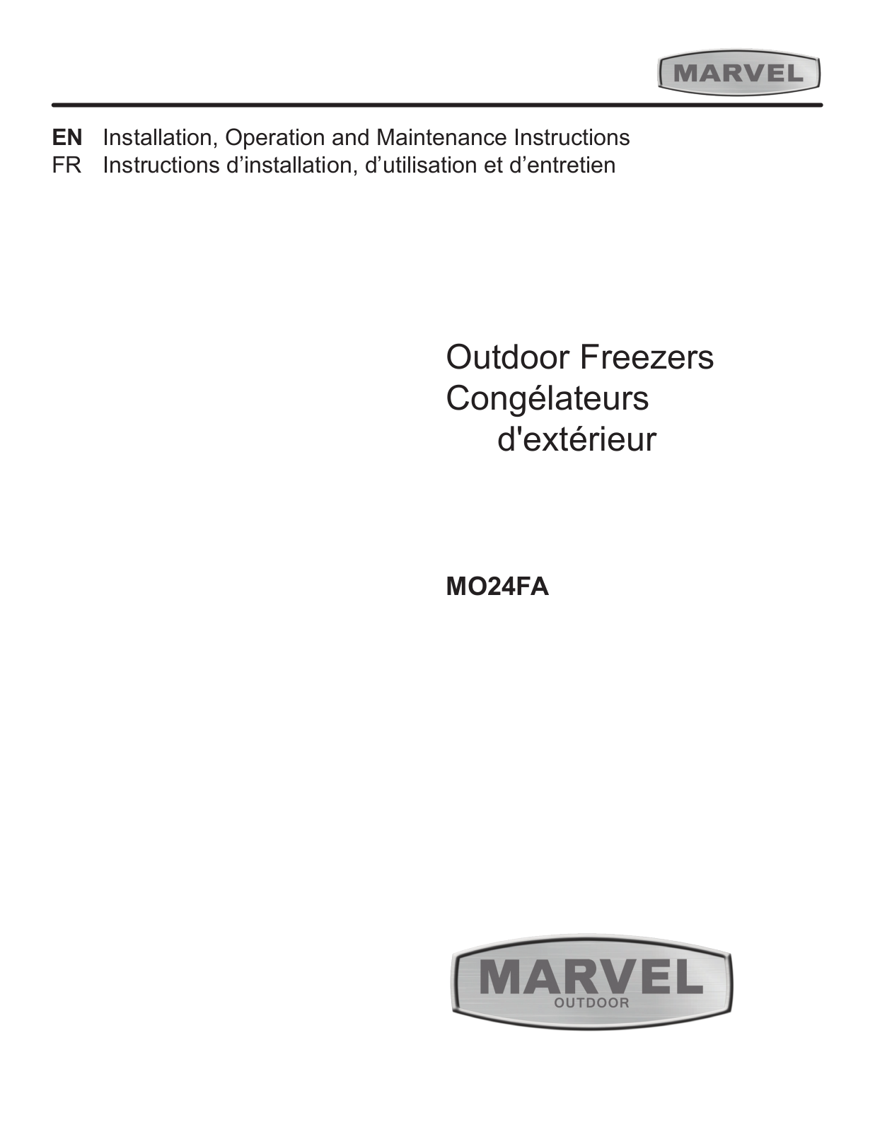 Marvel Refrigeration MO24FA Owner’s Manual