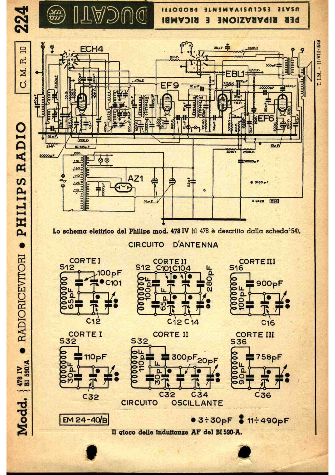 Philips 478 iv, bi590 a schematic