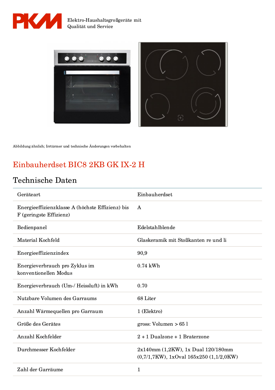 PKM BIC8-2KBGKIX-2H User Manual