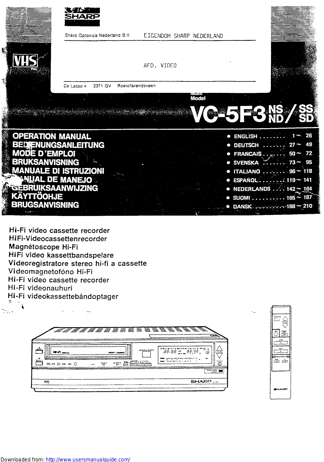 SHARP VC-5F3 User Manual