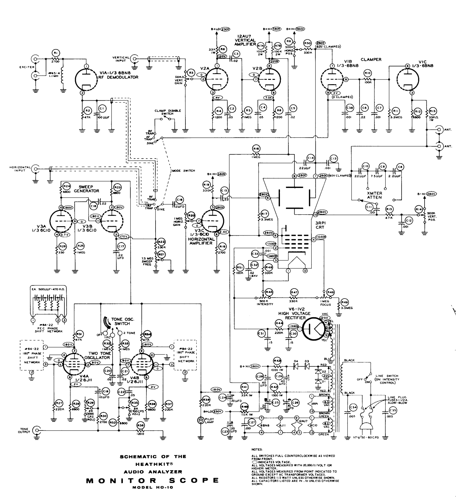 Heath Company HO-10 Schematic