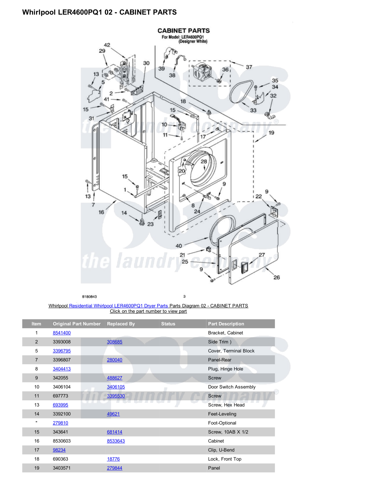 Whirlpool LER4600PQ1 Parts Diagram