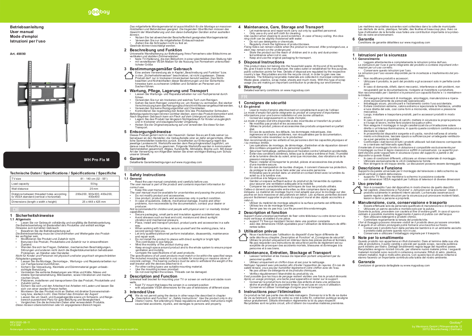 GOOBAY 49890 Datasheet - ManualMachine.com