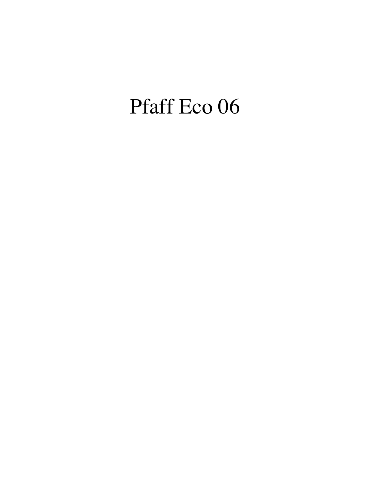 PFAFF Eco 06 Parts List