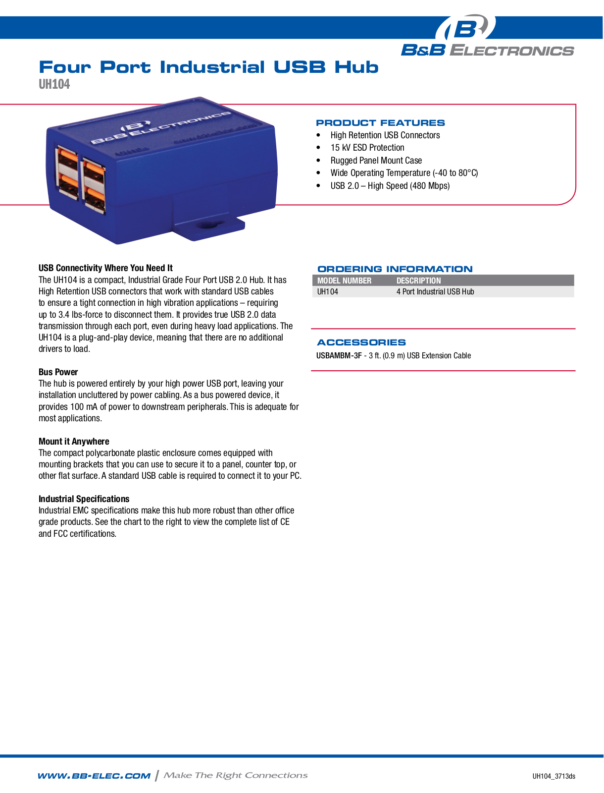 B&B Electronics UH104 Datasheet