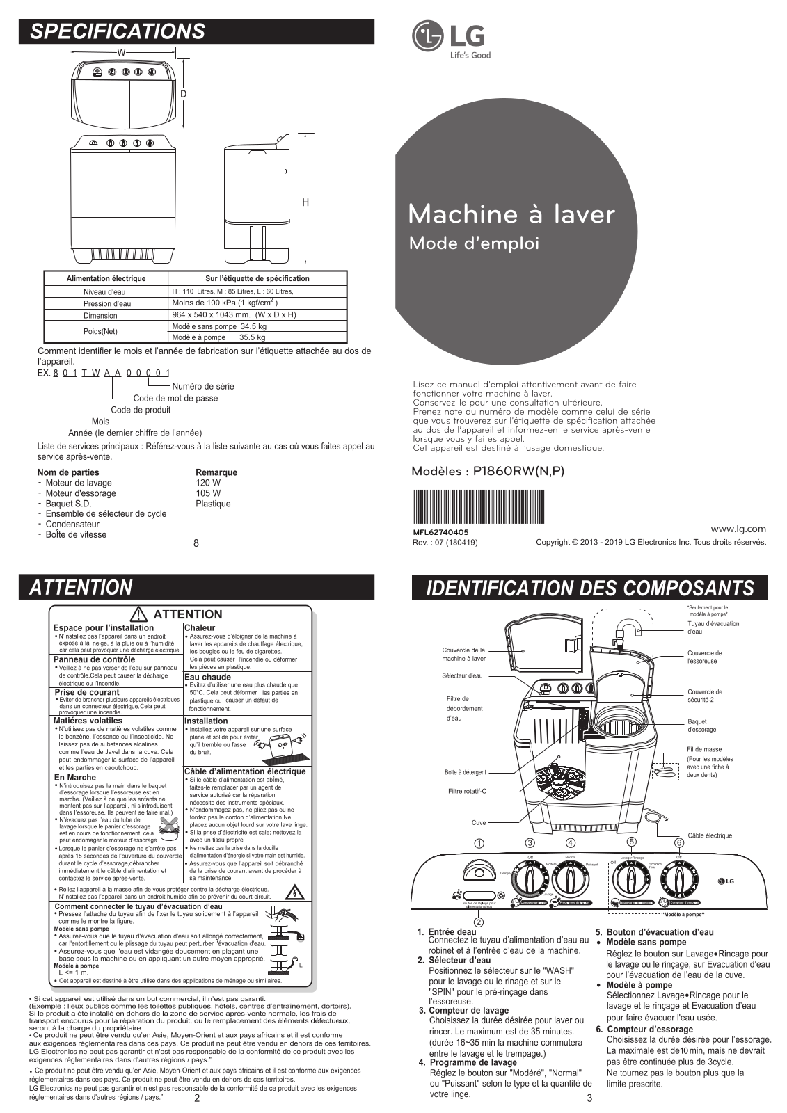 LG P1860RWP Owner’s Manual